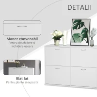 Homcom Dulap Pantofi Alb 120×24×81 cm – 24 Perechi, Design Lemn Compact(m-6)