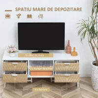 Mobilier Suport TV HOMCOM din lemn pentru Televizoare 34-47", 120x39x48cm - Alb si Stejar(m-4)