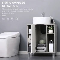 kleankin Dulapior Subchiuveta cu Decupare in forma de U si 6 Etajere din Lemn, 60x30x68cm - Alb/Gri(m-4)