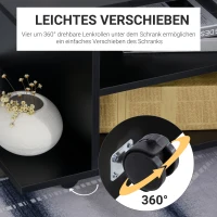 HOMCOM TV-Bank 4 Regale offene Rückwand 4 Rollen 80 cm x 40 cm x 40 cm Holzwerkstoff Schwarz(m-5)