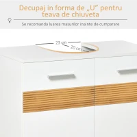 Kleankin Mobilier Sub Chiuveta Baie, Mobilier Baie Sub Chiuveta cu Usi din MDF si Bambus, 60x30x60,5cm, Alb(m-4)