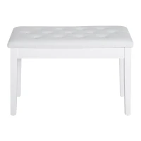 Taboret do fortepianu HOMCOM ławka do fortepianu tradycyjny wiejski styl stołek kosmetyczny schowek drewno kauczukowe sztuczna skóra kolor biały 76x36x50 cm(m-9)