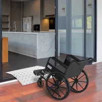 HOMCOM Rollstuhlrampe Auffahrrampe rutschfest Aluminium Silber(m-9)