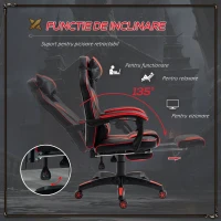 Vinsetto Scaune de Birou Ergonomice cu Roti in Piele Ecologica, Rosu si Negru(m-4)