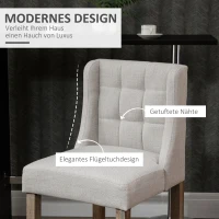 HOMCOM 2er-Set Barhocker mit lehne Barstühle mit Knopfheftung, Massivholz, inkl. Fußstütze, 47 cm x 50 cm x 101 cm, Grau + Natur(m-4)