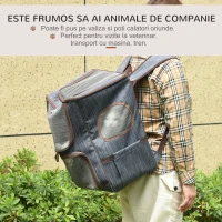 PawHut rucsac pentru caini si pisici 35x28.5x45 cm, albastru(m-6)