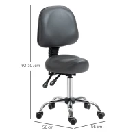 HOMCOM Saddle Stool, PU Leather Adjustable Rolling Salon Chair for Massage, Spa, Clinic, Beauty and Tattoo, Grey(m-3)
