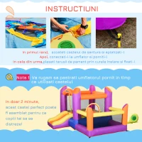 Outsunny Castel Gonflabil pentru Copii cu Tobogan si Piscina Multicolor(m-7)
