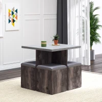 HOMCOM STÓŁ DO JADALNI W ZESTAWIE Z 4 HOKERAMI 80 X 80 CM szary(m-2)