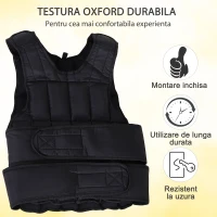 HOMCOM Vesta ponderata 20kg cu 38 Greutati, Captuseala si Inchideri cu Velcro(m-5)