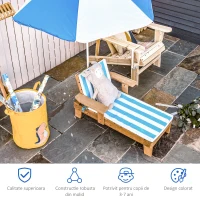 Outsunny Set Sezlong de Plaja pentru Copii, cu Umbrela Alba si Albastra(m-4)