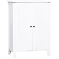 kleankin Badschrank Badezimmerschrank Badregal Kommode Standschrank 2 verstellbare Regale Holz MDF Weiß 60 x 30 x 80 cm(m-1)