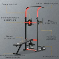 HOMCOM statie pentru fitness 180-230 cm, pliabila, negru(m-5)