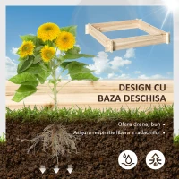 Outsunny Pat pentru Gradina de Zarzavat din Lemn de Brad, Asamblare fara Suruburi, 100x100x16cm(m-4)