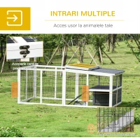 PawHut Cuşca adapost pentru iepuri de Exterior din lemn Cuşca pentru iepuri cu Casuţa Gri(m-5)