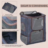 PawHut rucsac pentru caini si pisici 35x28.5x45 cm, albastru(m-7)