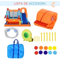 Outsunny Joc Gonflabil pentru Copii cu Tobogan, Trambulina si Pompa Electrica(m-8)