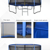 HOMCOM Trambulina elastica pentru Copii si Adulti, cu Plasa de siguranta Φ244cm(m-5)