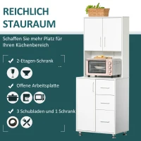 Szafka kuchenna wysoka szafka z półką na mikrofalówkę szuflady płyta wiórowa biała(m-4)