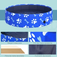PawHut Piscina pentru Câini cu greutatea până la 25kg din Plastic pentru Grădină Φ80x20cm(m-7)