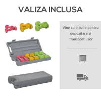 HOMCOM Set 6 Gantere cu Geanta, de 0.5kg 1kg 1.5kg, din Otel si PU(m-6)