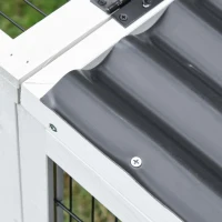 PawHut Cuşca adapost pentru iepuri de Exterior din lemn Cuşca pentru iepuri cu Casuţa Gri(m-7)