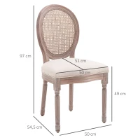 HOMCOM® Krzesło Do Jadalni Kuchni Tapicerowane Rattan Retro Beżowy(m-3)