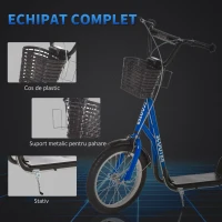 HOMCOM trotineta copii, roti mari, frane, 139x58x90-96cm(m-6)