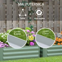 Outsunny Set 2 Paturi de Gradina Înălțate din Oțel, Jardinieră de Grădină pentru Plante, Legume și Arbuști, 100x100 cm, Verde(m-6)