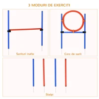 PawHut Set Agility Dog Dresaj Caini, Obstacole si Slalom, Geanta de Transport(m-4)