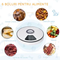 Pawhut Distribuitor Automat Hrana – Caini & Pisici cu LED & Timer(m-6)