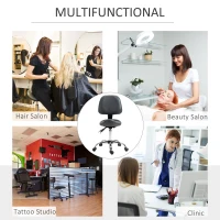HOMCOM Saddle Stool, PU Leather Adjustable Rolling Salon Chair for Massage, Spa, Clinic, Beauty and Tattoo, Grey(m-7)
