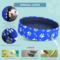 PawHut Piscina pentru Câini cu greutatea până la 25kg din Plastic pentru Grădină Φ80x20cm(m-6)