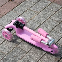 HOMCOM Trotineta Pliabila 3 Roti Luminate LED pentru Baieti si Fete 3-8 Anni - Roz(m-9)