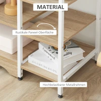 HOMCOM Küchenregal Standregal Lagerregal Eckregal mit 7 Einlegeböden rutschfesten Fußkappen Metallregal robust und stabil Metall MDF Stahl Weiß+Natur 90 x 40 x 95 cm(m-5)