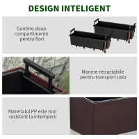 Jardiniera de Balcon Outsunny cu Carlig pentru Balustrada Reglabila, Indicator Nivel Apa si Disc cu Auto-Irigare, 99x18x19cm(m-8)
