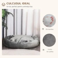 PawHut pat textil pentru caine, catifea, 132x89x28cm gri inchis(m-6)