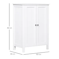 kleankin Badschrank Badezimmerschrank Badregal Kommode Standschrank 2 verstellbare Regale Holz MDF Weiß 60 x 30 x 80 cm(m-3)