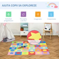 HOMCOM Covor puzzle 36 bucati cu margini si forme colorate din EVA antiderapanta(m-6)