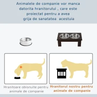 Pawhut Bol Dublu inaltat pentru Caini – Inox & MDF(m-5)