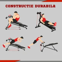 HOMCOM banca pentru abdomene, pliabila, 45 x 150 x 77-85 cm(m-5)