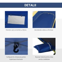 Outsunny Cort Plajă Pop Up cu Ferestre Perforate și Usa Inchisa(m-6)