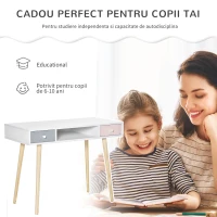 HOMCOM Birou cu sertare pentru copii, MDF, 100x48x76.5 cm, Multicolor(m-6)