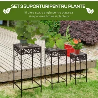 Outsunny Set de 3 Bucăți Scaune Suport pentru Plante Clasic din Fier Sgabelli Supporto per Piante Classico in Ferro, MARO(m-5)
