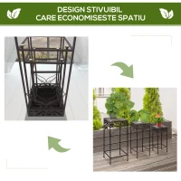 Outsunny Set de 3 Bucăți Scaune Suport pentru Plante Clasic din Fier Sgabelli Supporto per Piante Classico in Ferro, MARO(m-6)