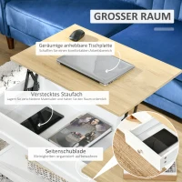 HOMCOM Couchtisch Wohnzimmertisch mit Schublade Beistelltisch Kaffeetisch Teetisch Nachttisch MDF Weiß+Eiche 108 x 48 x 48 cm(m-5)