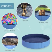 PawHut Piscina pentru caini, pliabila, 160x30 cm, albastru(m-4)