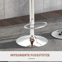 HOMCOM Stołek barowy z podnóżkiem zestaw 2 szt. Krzesło barowe z regulacją wysokości obrotowe PU czarny(m-6)