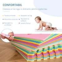 HOMCOM Covor puzzle 36 bucati cu margini si forme colorate din EVA antiderapanta(m-4)