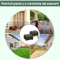 Outsunny Set 2 Buc Vas de Flori Inaltat Componibil in PP Rattan Maro(m-6)